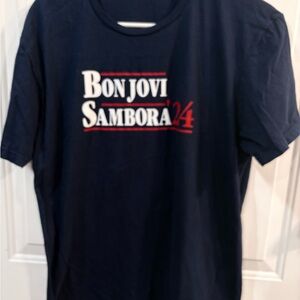 Bon Jovi Sambora Navy Blue Women's Short Sleeve Tee
